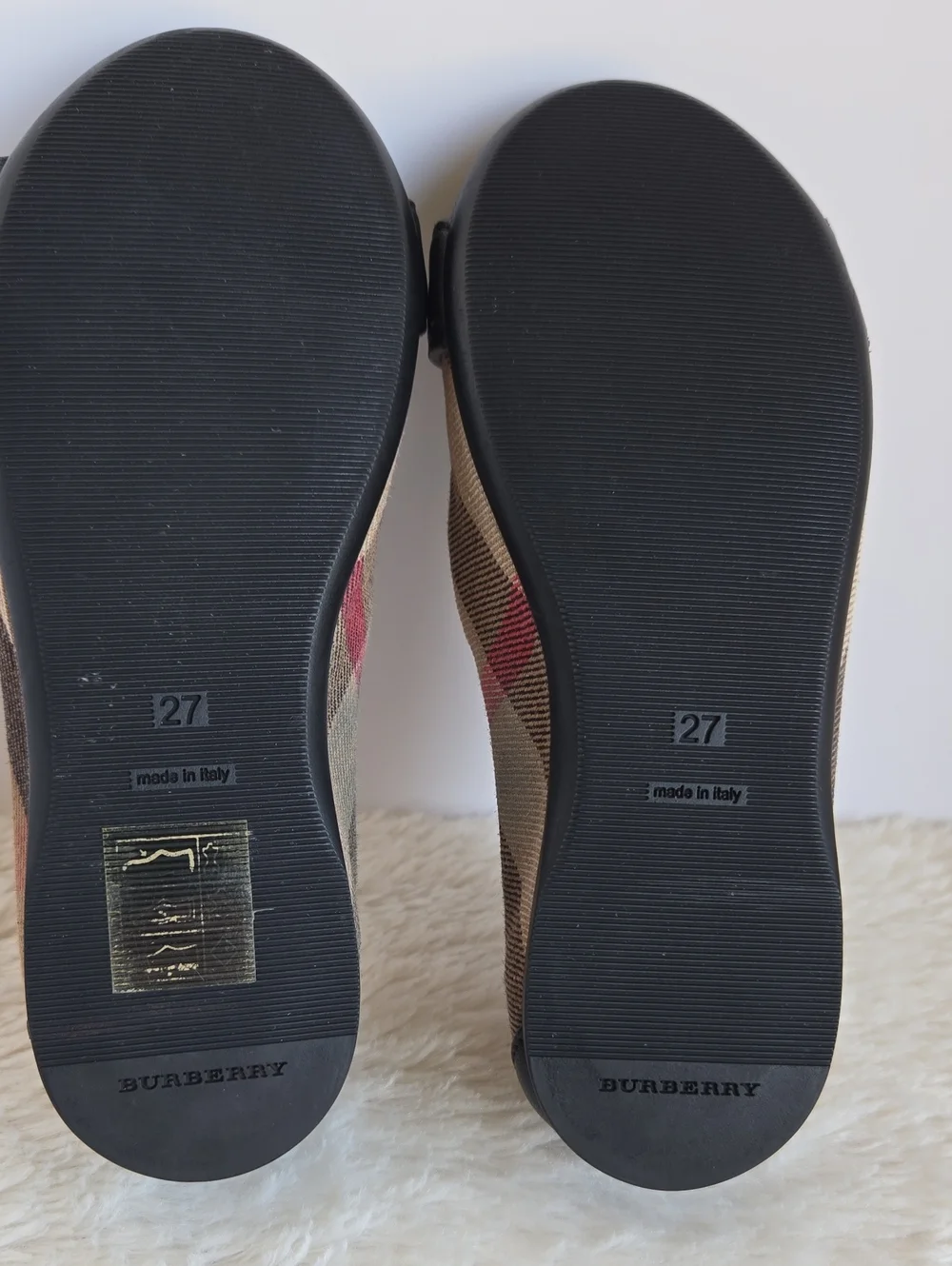 Burberry Classic Check Canvas & Leather Buckle Flats